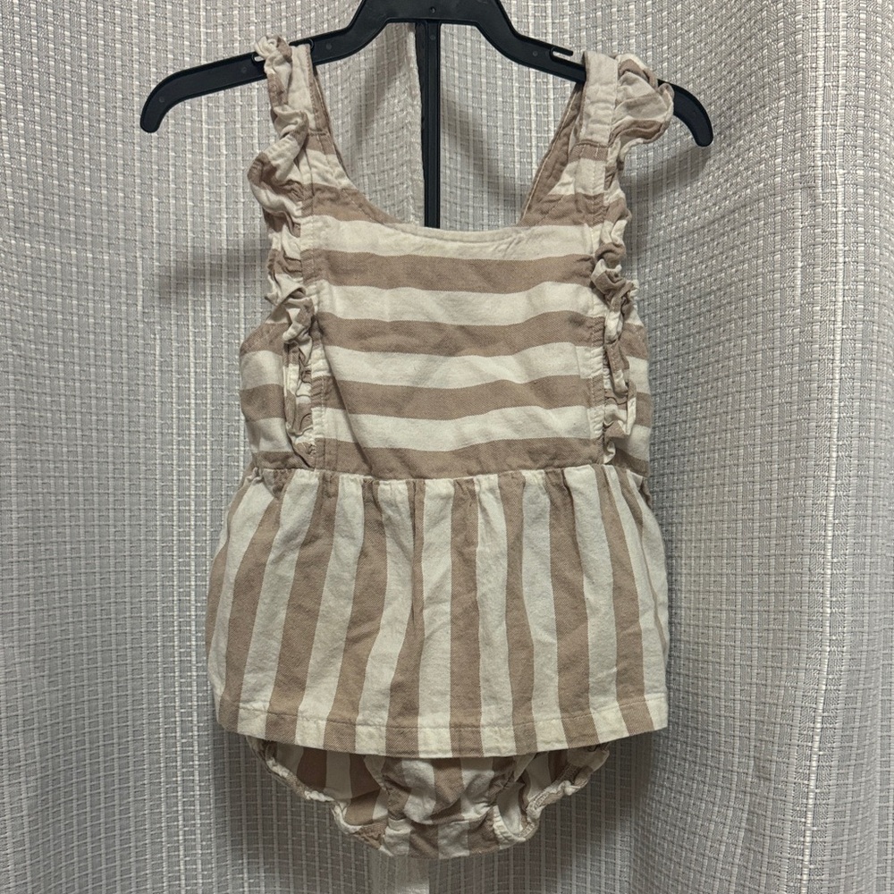 Carter's Beige and White Striped Romper